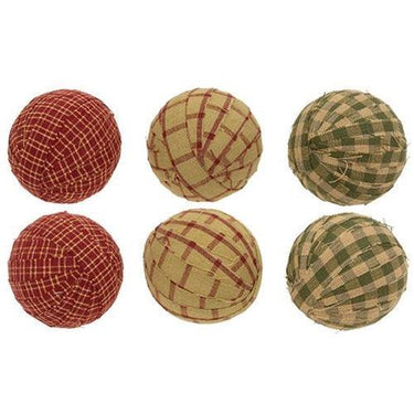 6 Set Primitive Gingham Rag Balls - The Fox Decor